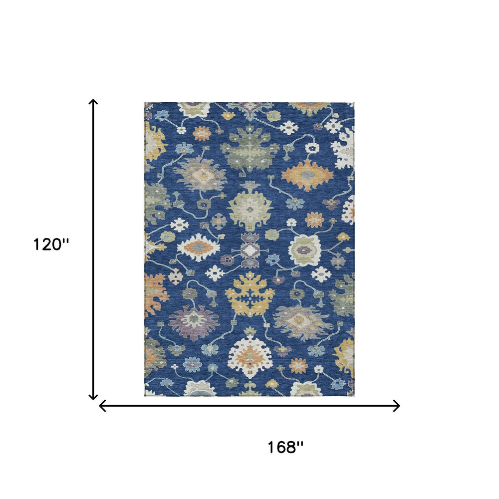HomeRoots 10 X 14 Oriental Washable Polyester Area Rug for Patios Living Rooms and Hallways 729382