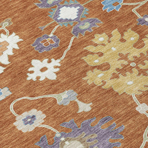Oriental Polyester Area Rug Washable Uv Resistant Low Pile for Indoor Outdoor Spaces