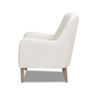 English Elm Jennifer Taylor Home - Nimbus 27.5" Curved Accent Chair Ivory Bouclé — Cozy Faux Sheepskin Upholstery, Tapered Wood Legs B2719P238256