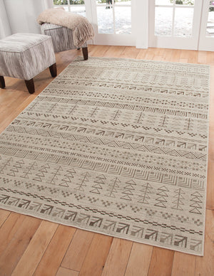 Sams International Abacasa Sonoma Ambrose Machine Made Viscose Geometric  Rug Ivory, Brown, Natural 5'3" x 7'6"