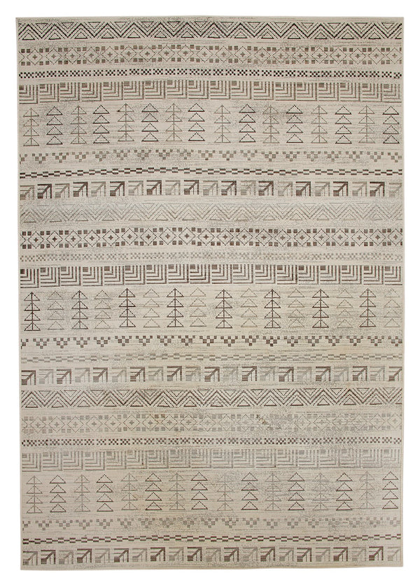 Sams International Abacasa Sonoma Ambrose Machine Made Viscose Geometric  Rug Ivory, Brown, Natural 5'3" x 7'6"