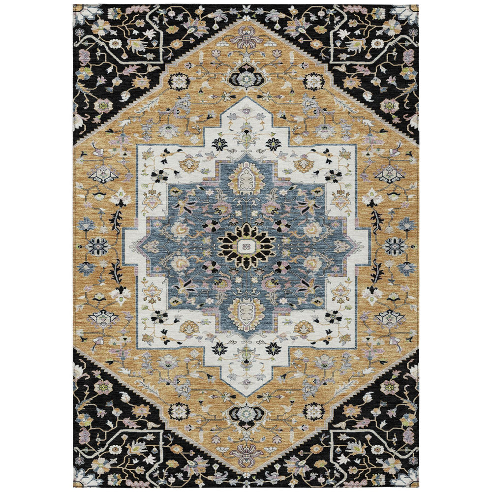 HomeRoots Floral Medallion Polyester Area Rug Washable Uv Resistant for Indoor Outdoor Patio Spaces 10' x 14' 729418