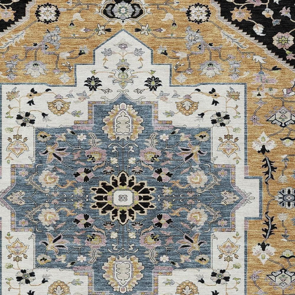 HomeRoots Floral Medallion Polyester Area Rug Washable Uv Resistant for Indoor Outdoor Patio Spaces 10' x 14' 729418