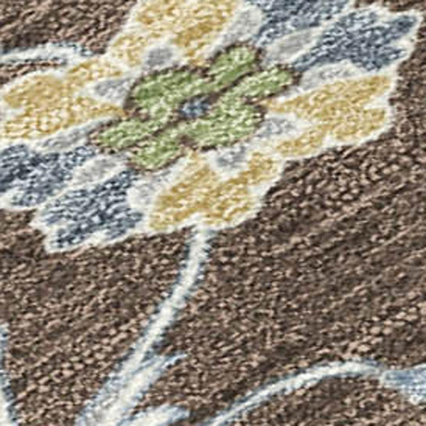 8 Ft Round Floral Medallion Polyester Rug Washable Uv Resistant Indoor Outdoor