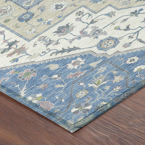 Floral Medallion Polyester Area Rug Washable Uv Resistant Durable Indoor Outdoor Patio Use
