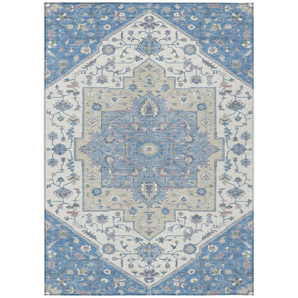 Floral Medallion Polyester Area Rug Washable Uv Resistant Durable Indoor Outdoor Patio Use