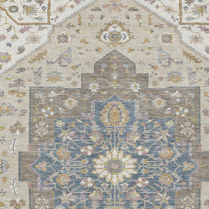 9x12 Floral Medallion Washable Polyester Area Rug for Indoor Outdoor Living