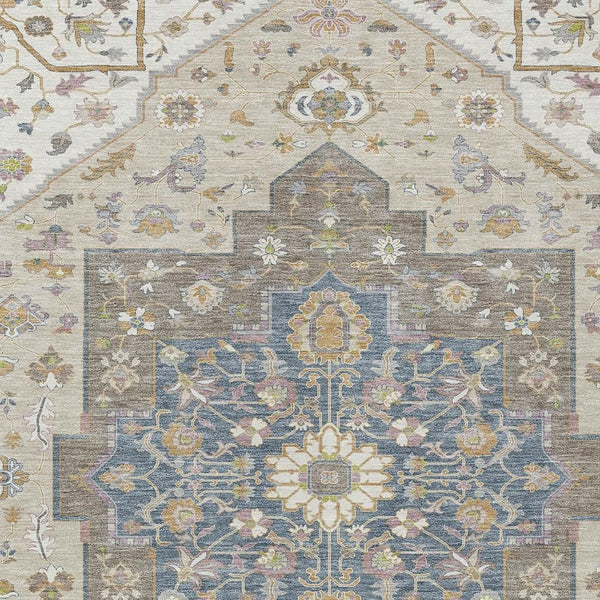 9x12 Floral Medallion Washable Polyester Area Rug for Indoor Outdoor Living