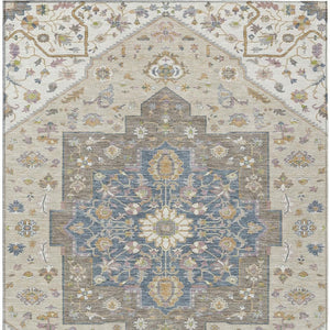 9x12 Floral Medallion Washable Polyester Area Rug for Indoor Outdoor Living