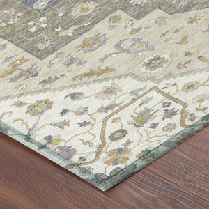 9x12 Floral Medallion Washable Polyester Area Rug for Indoor Outdoor Living