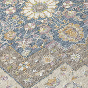 9x12 Floral Medallion Washable Polyester Area Rug for Indoor Outdoor Living