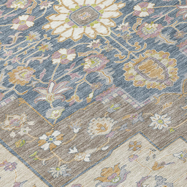 9x12 Floral Medallion Washable Polyester Area Rug for Indoor Outdoor Living