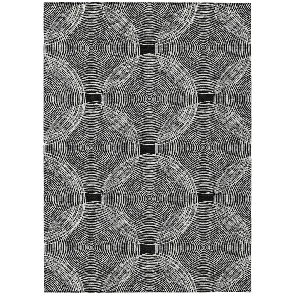 HomeRoots 5 X 8 Geometric Polyester Area Rug Machine Washable Indoor Outdoor Felt Back 729468