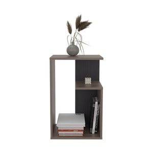 English Elm Side Table 25" H With 2 Shelves - Modern Dark Brown Accent For Living Room, Bedroom & Entryway B097P296869-GIGA