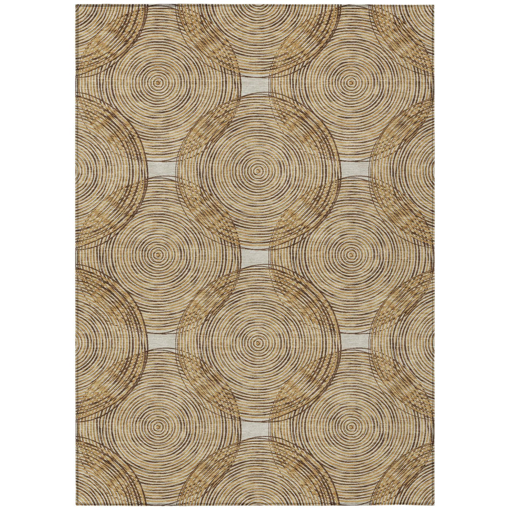 HomeRoots 8 Ft Geometric Gold Ivory Polyester Area Rug Machine Washable Indoor Outdoor Use 729476