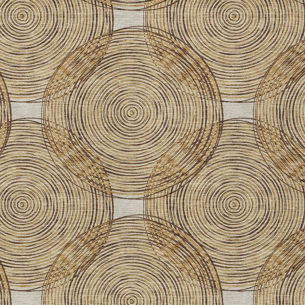HomeRoots 8 Ft Geometric Gold Ivory Polyester Area Rug Machine Washable Indoor Outdoor Use 729476