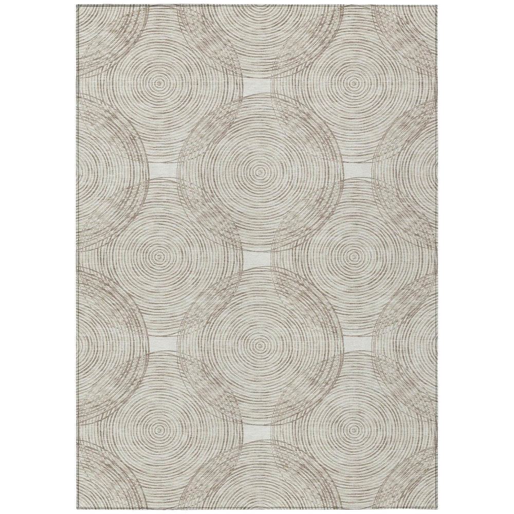 HomeRoots 5 X 8 Geometric Ivory Beige Washable Polyester Rug for Patio or Living Room 729480