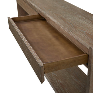 English Elm Sofa Cocoa 2-Drawer Console Table in Brown Solid Wood & MDF, Soft-Close Drawers, Rustic Shelf Blend B2699P323117