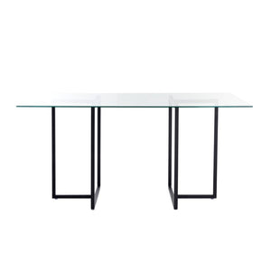 EuroStyle Legend Glass Top Dining Table with T-Shaped Steel Base for Modern Spaces Matte Black 72948BLK-KIT
