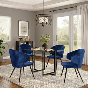 EuroStyle Legend Glass Top Dining Table with T-Shaped Steel Base for Modern Spaces Matte Black 72948BLK-KIT