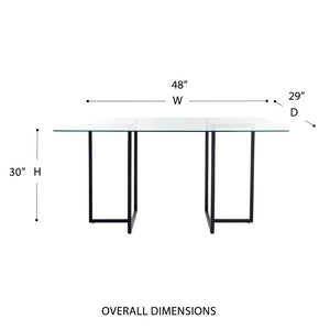 EuroStyle Legend Glass Top Dining Table with T-Shaped Steel Base for Modern Spaces Matte Black 72948BLK-KIT