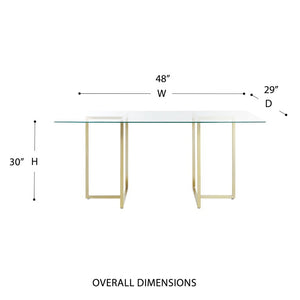 EuroStyle Legend Glass Top Dining Table with T-Shaped Steel Base for Modern Spaces Matte Brushed Gold 72948MBG-KIT