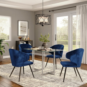 EuroStyle Legend Glass Top Dining Table with T-Shaped Steel Base for Modern Spaces Brushed Stainless Steel 72948SS-KIT