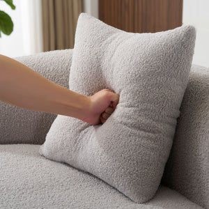 English Elm Grey Curved Loveseat Sofa with Round Armrest, Plush Foam+Spring Comfort, 2 Pillows, No Assembly W3612P332453