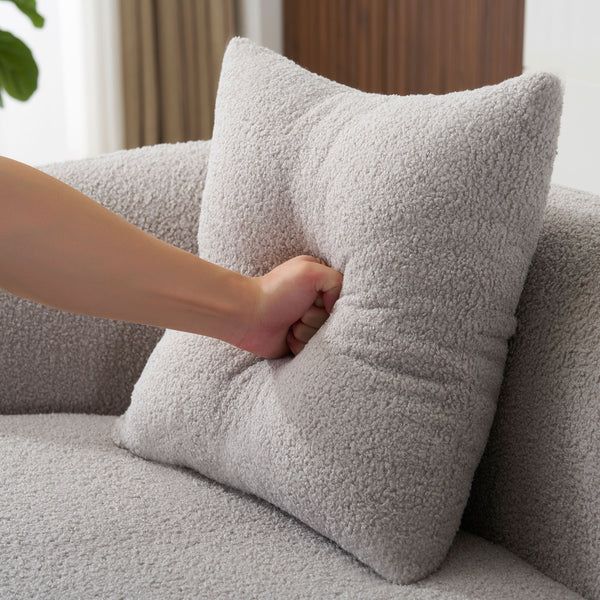 English Elm Grey Curved Loveseat Sofa with Round Armrest, Plush Foam+Spring Comfort, 2 Pillows, No Assembly W3612P332453