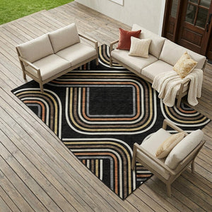 9 X 12 Geometric Polyester Area Rug Machine Washable for Indoor Outdoor Living