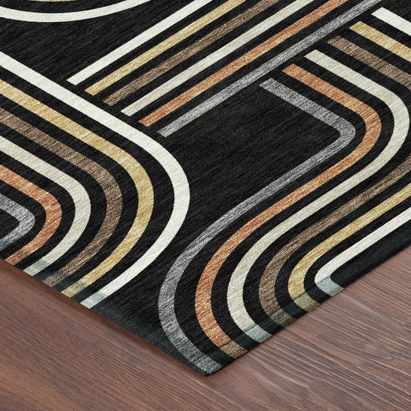 9 X 12 Geometric Polyester Area Rug Machine Washable for Indoor Outdoor Living