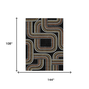 9 X 12 Geometric Polyester Area Rug Machine Washable for Indoor Outdoor Living