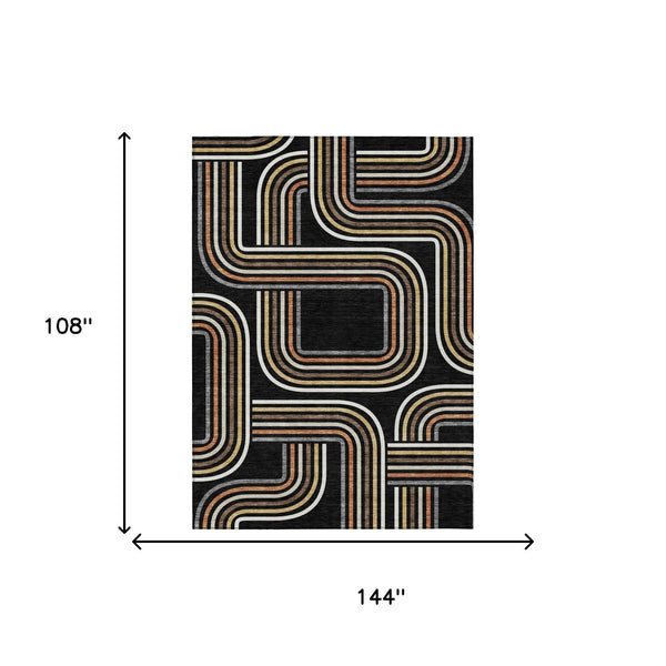 9 X 12 Geometric Polyester Area Rug Machine Washable for Indoor Outdoor Living