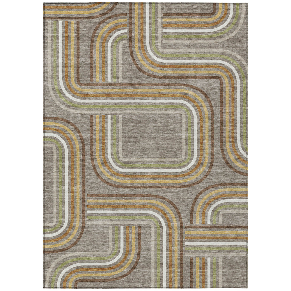 HomeRoots Geometric Polyester Area Rug Washable Low Pile Stain Resistant for Indoor Outdoor Living 8' x 10' 729554