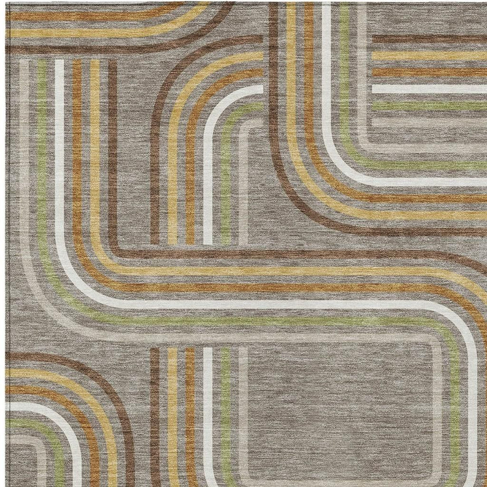 HomeRoots Geometric Polyester Area Rug Washable Low Pile Stain Resistant for Indoor Outdoor Living 8' x 10' 729554