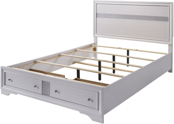 English Elm Contemporary Full Size Bed With Drawers - Sleek White Panel Headboard & Modern Storage Solution B2741S00061