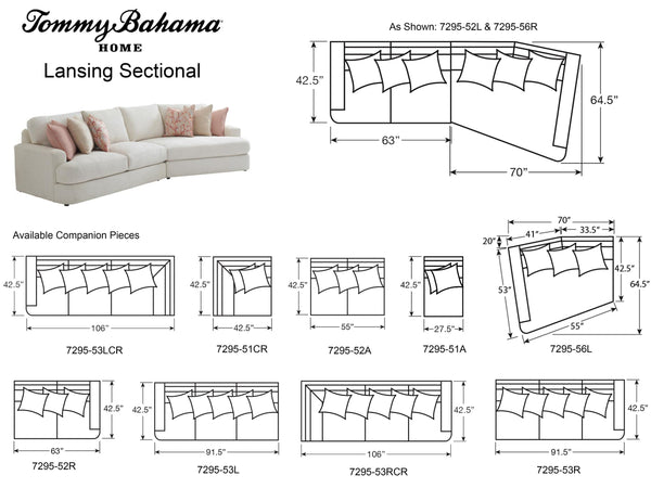 Lexington Tommy Bahama Home Lansing Sectional Sofa: Elevate Your Living Space With Luxurious, Contemporary Palm Desert Style   7295-50s-41