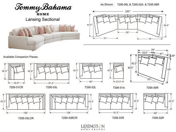 Lexington Tommy Bahama Home Lansing Sectional Sofa: Elevate Your Living Space With Luxurious, Contemporary Palm Desert Style   7295-50s-43