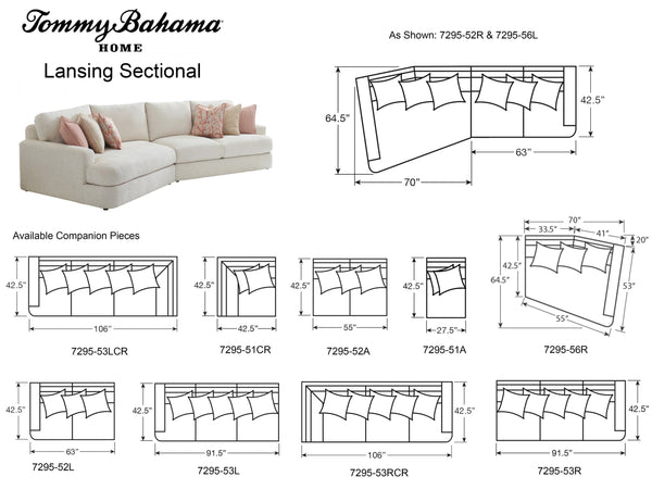 Lexington Tommy Bahama Home Lansing Sectional Sofa: Elevate Your Living Space With Luxurious, Contemporary Palm Desert Style   7295-50s-42