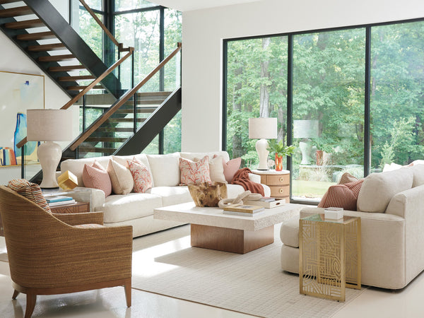 Lexington Tommy Bahama Home Shadow Mountain Square Cocktail Table - Luxurious Anticato Marble Top With Elegant Wooden Base Design Sonoran  575-949c