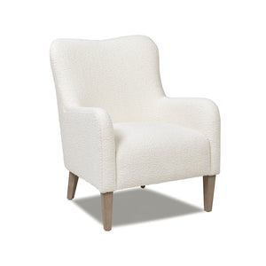 English Elm Jennifer Taylor Home - Nimbus 27.5" Curved Accent Chair Ivory Bouclé — Cozy Faux Sheepskin Upholstery, Tapered Wood Legs B2719P238256
