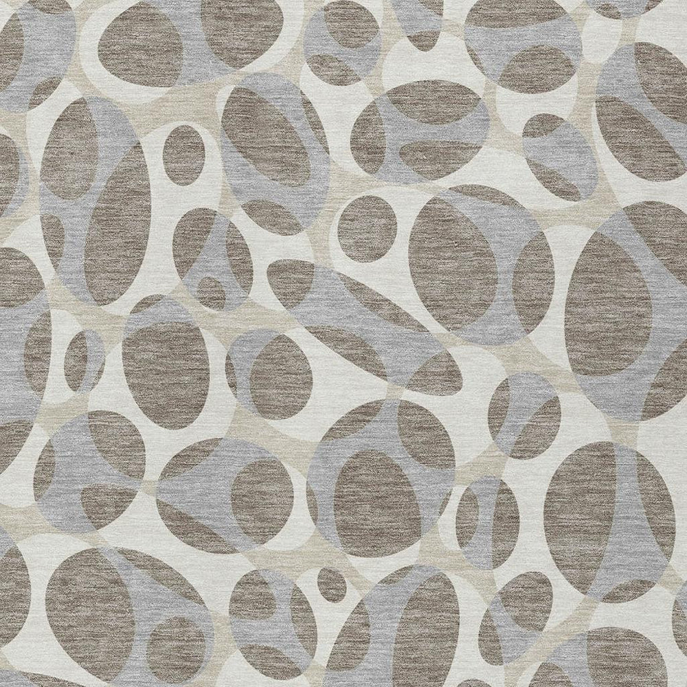 HomeRoots Abstract Washable Polyester Area Rug Indoor Outdoor Neutral Tones for Patio or Living Room 5' x 8' 729612