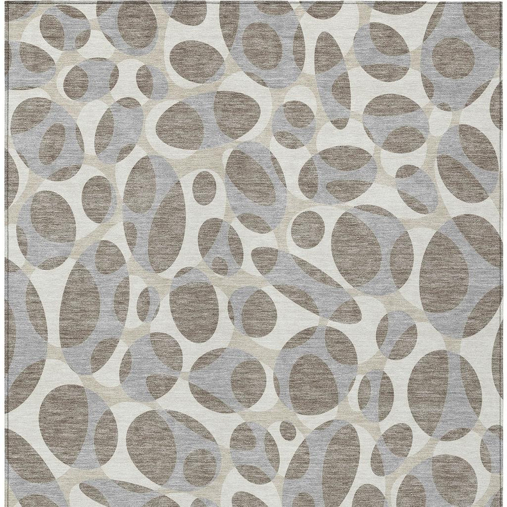 HomeRoots Abstract Washable Polyester Area Rug Indoor Outdoor Neutral Tones for Patio or Living Room 5' x 8' 729612
