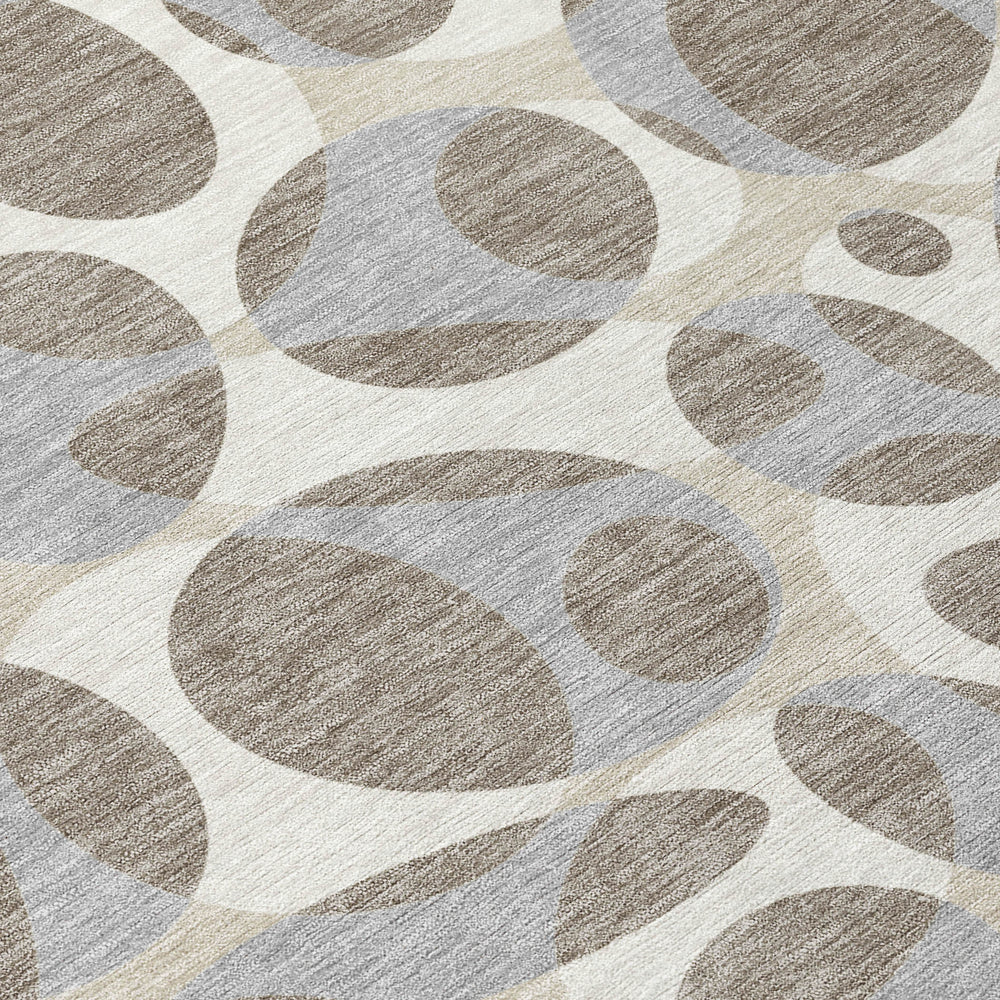 8 Ft Round Abstract Polyester Area Rug Washable Stain Resistant Indoor Outdoor Patio