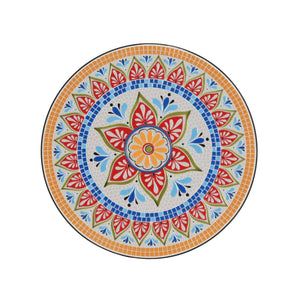 English Elm Christopher Knight Home® - Lambert Outdoor Chat Set Black & Red - Ornate Water-Shedding Ceramic Tile Seats, Iron Frame Patio Elegance N775P215527B