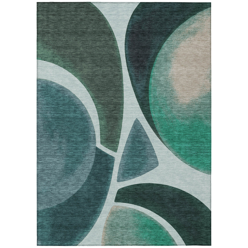 5x8 Teal Turquoise Abstract Polyester Area Rug for Patio Porch and Living Room