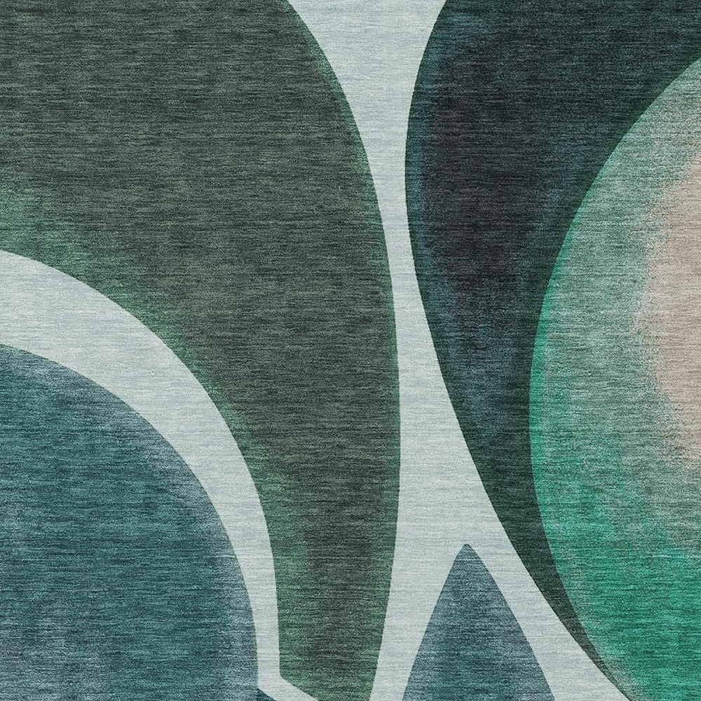 HomeRoots 8 Ft X 10 Ft Teal Abstract Washable Polyester Rug for Indoor Outdoor Living Spaces 729644
