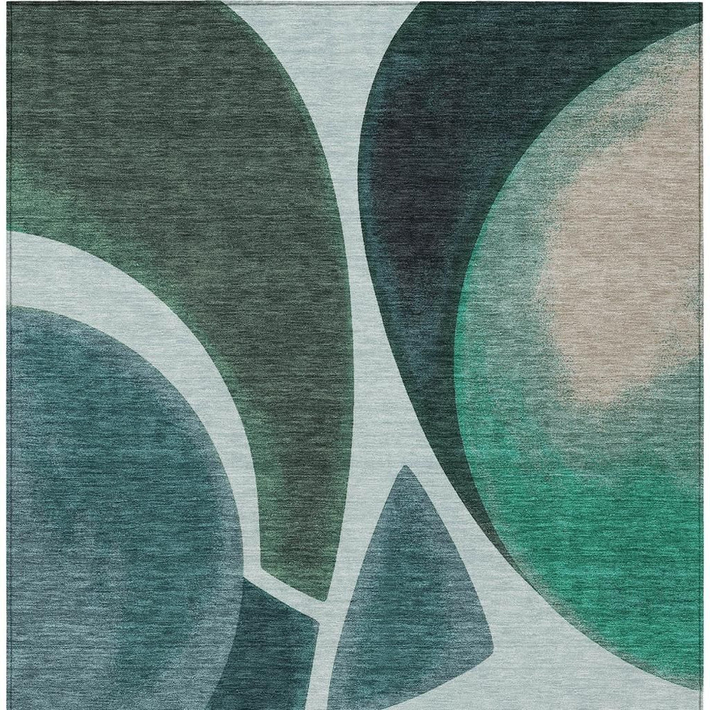 HomeRoots 8 Ft X 10 Ft Teal Abstract Washable Polyester Rug for Indoor Outdoor Living Spaces 729644