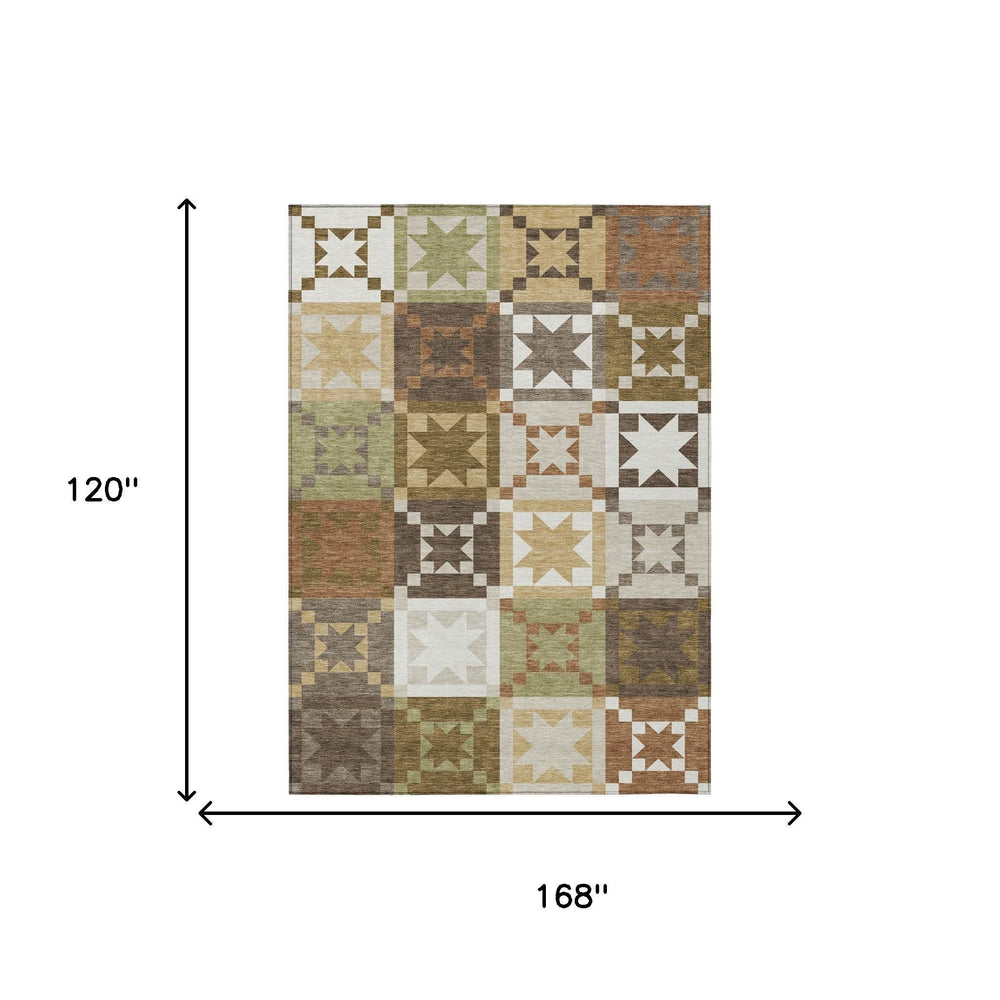Patchwork Polyester Area Rug Washable Indoor Outdoor Transitional Decor for Patio Living Room