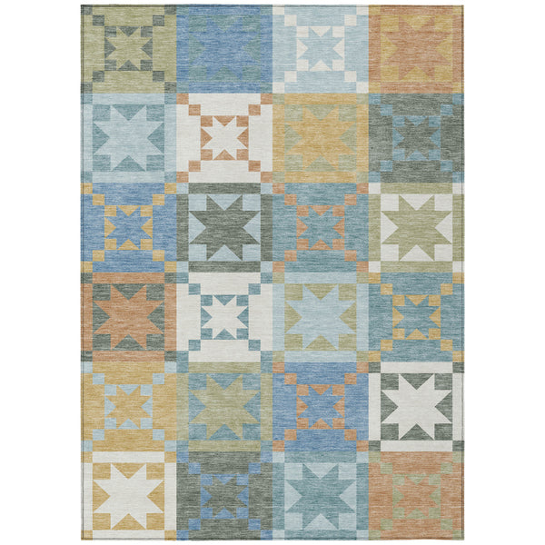Washable Patchwork Polyester Area Rug for Indoor Outdoor Patios Kitchens and Living Spaces